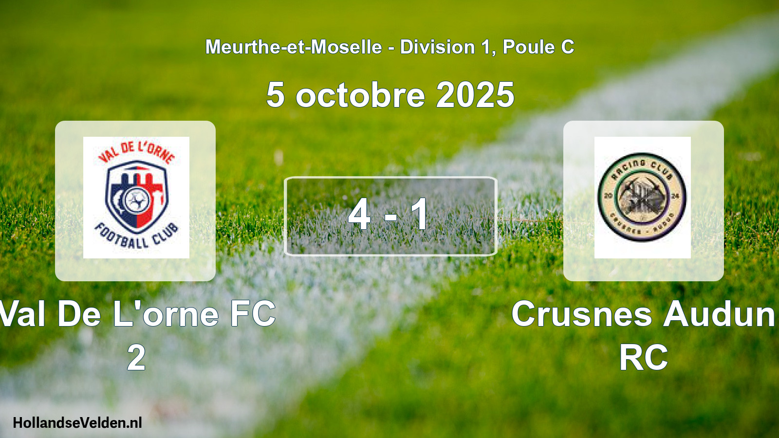 Total number of matches played: Val De L'orne FC 2 - Crusnes Audun RC 4 - 1 (5 October 2025)