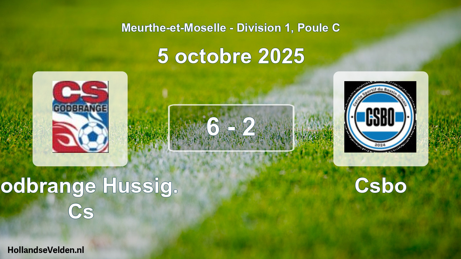 Match joué: Godbrange Hussig. Cs - Csbo 6 - 2 (5 octobre 2025)