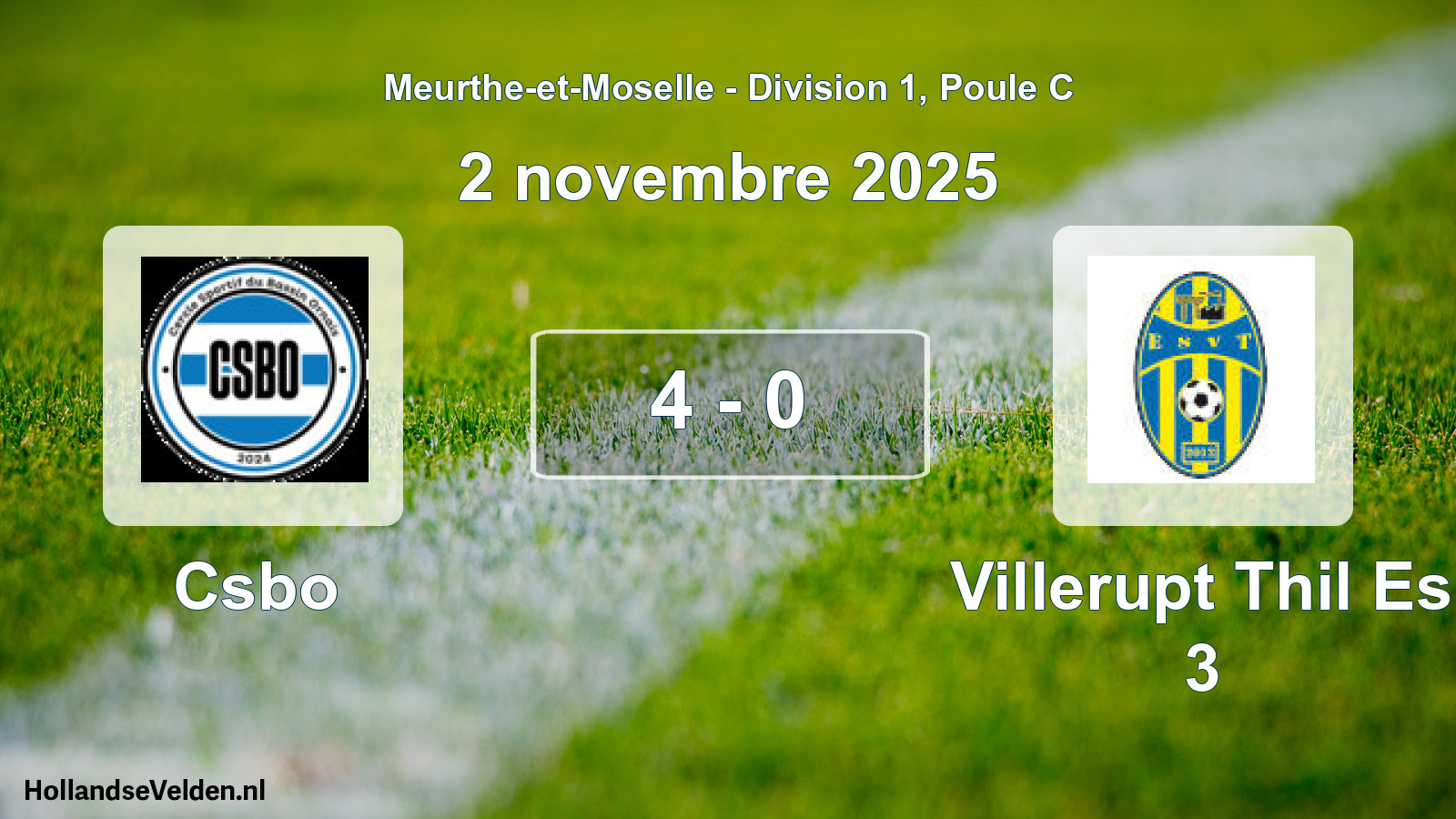 Match joué: Csbo - Villerupt Thil Es 3 4 - 0 (2 novembre 2025)