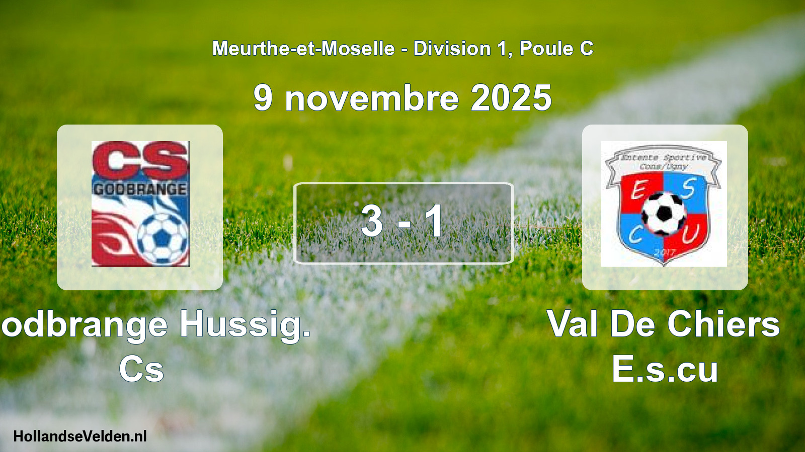 Gespeelde wedstrijd: Godbrange Hussig. Cs - Val De Chiers E.s.cu 3 - 1 (9 november 2025)
