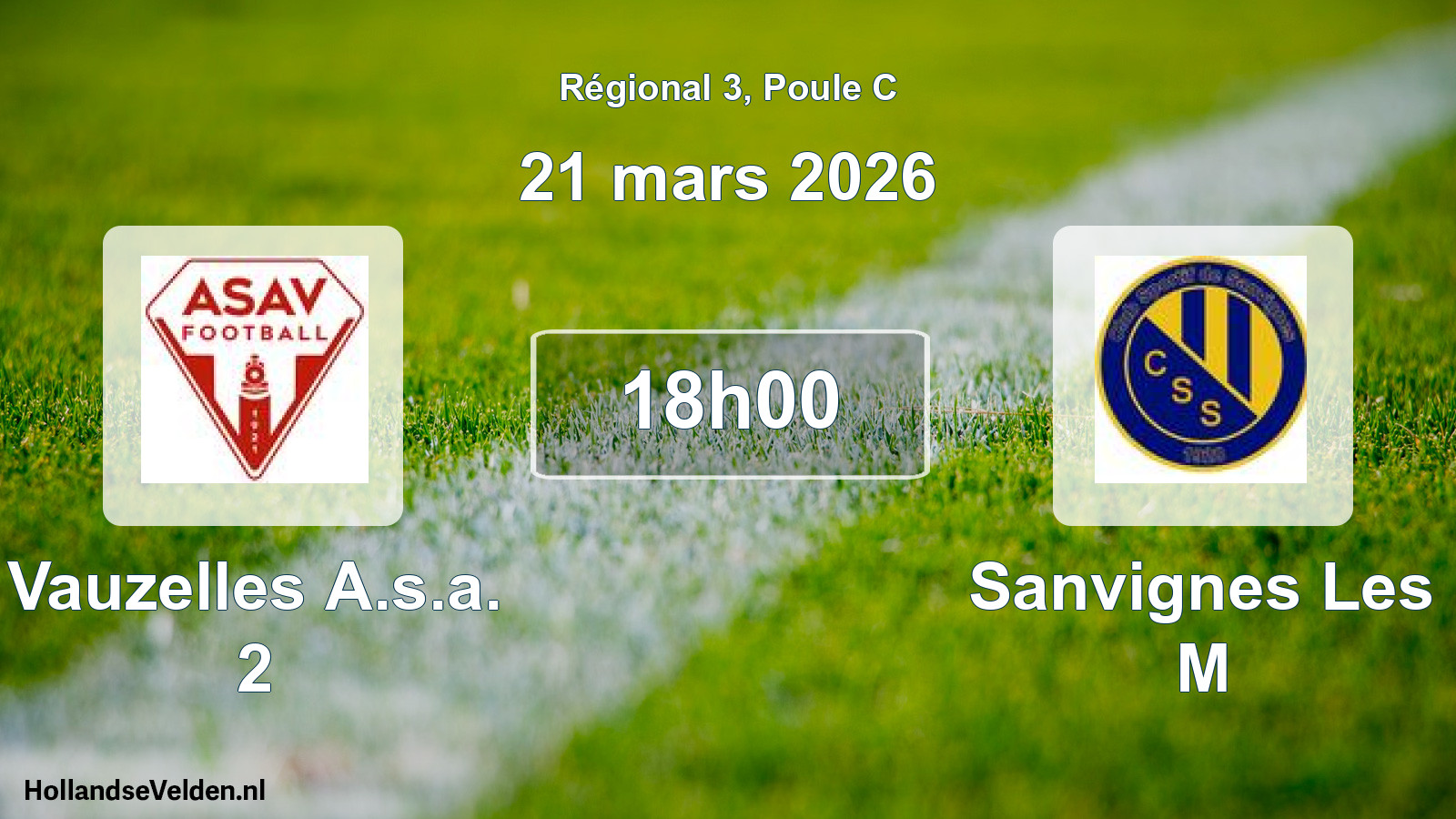 Geplande wedstrijd: Vauzelles A.s.a. 2 - Sanvignes Les M (21 mars 2026)