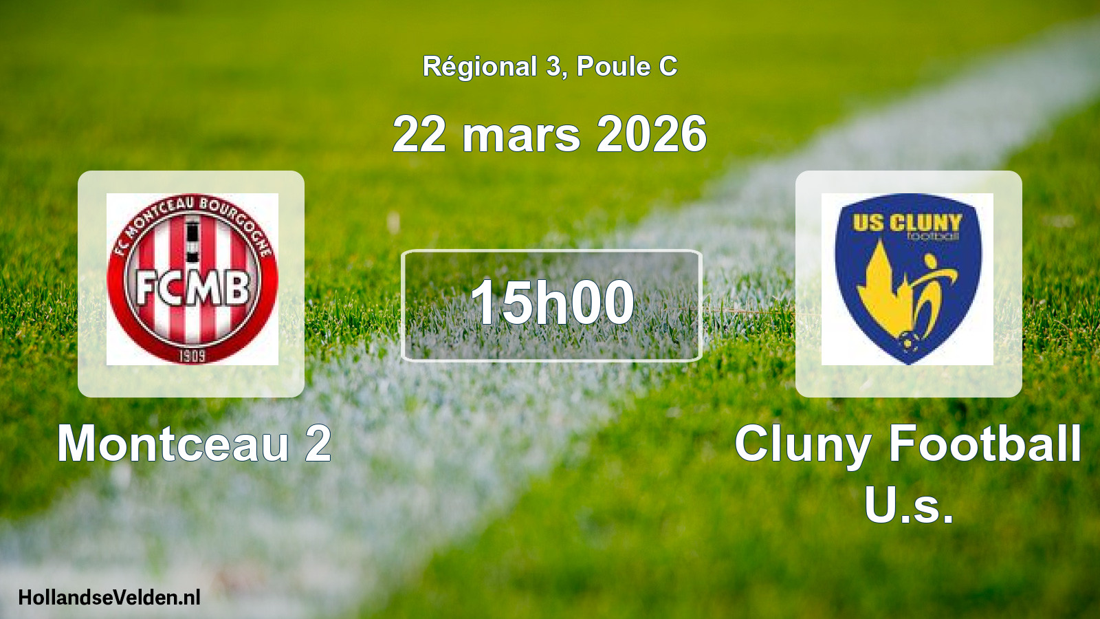 Geplande wedstrijd: Montceau 2 - Cluny Football U.s. (22 maart 2026)