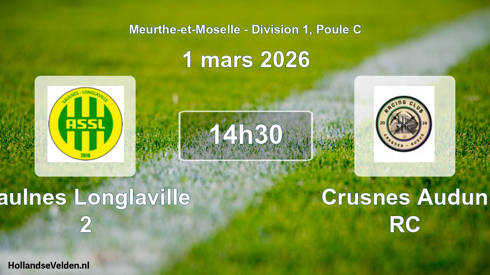 Match programmé: Saulnes Longlaville 2 - Crusnes Audun RC (1 mars 2026)