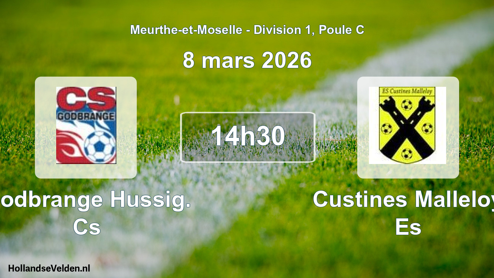 Match programmé: Godbrange Hussig. Cs - Custines Malleloy Es (8 mars 2026)