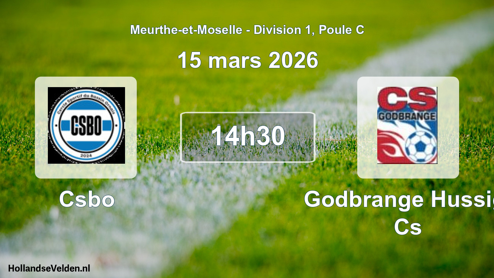 Match programmé: Csbo - Godbrange Hussig. Cs (15 mars 2026)