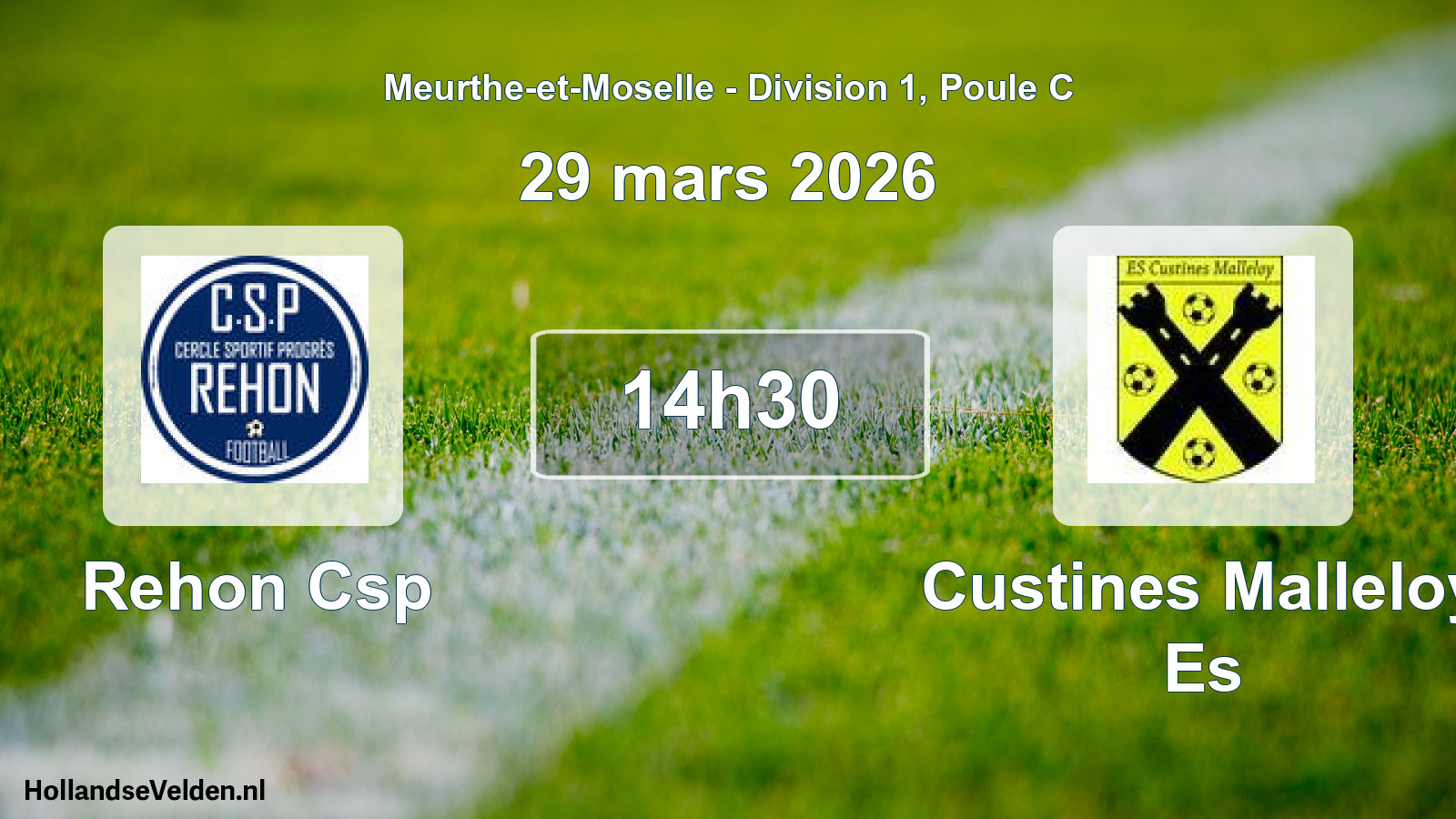 Match programmé: Rehon Csp - Custines Malleloy Es (29 mars 2026)