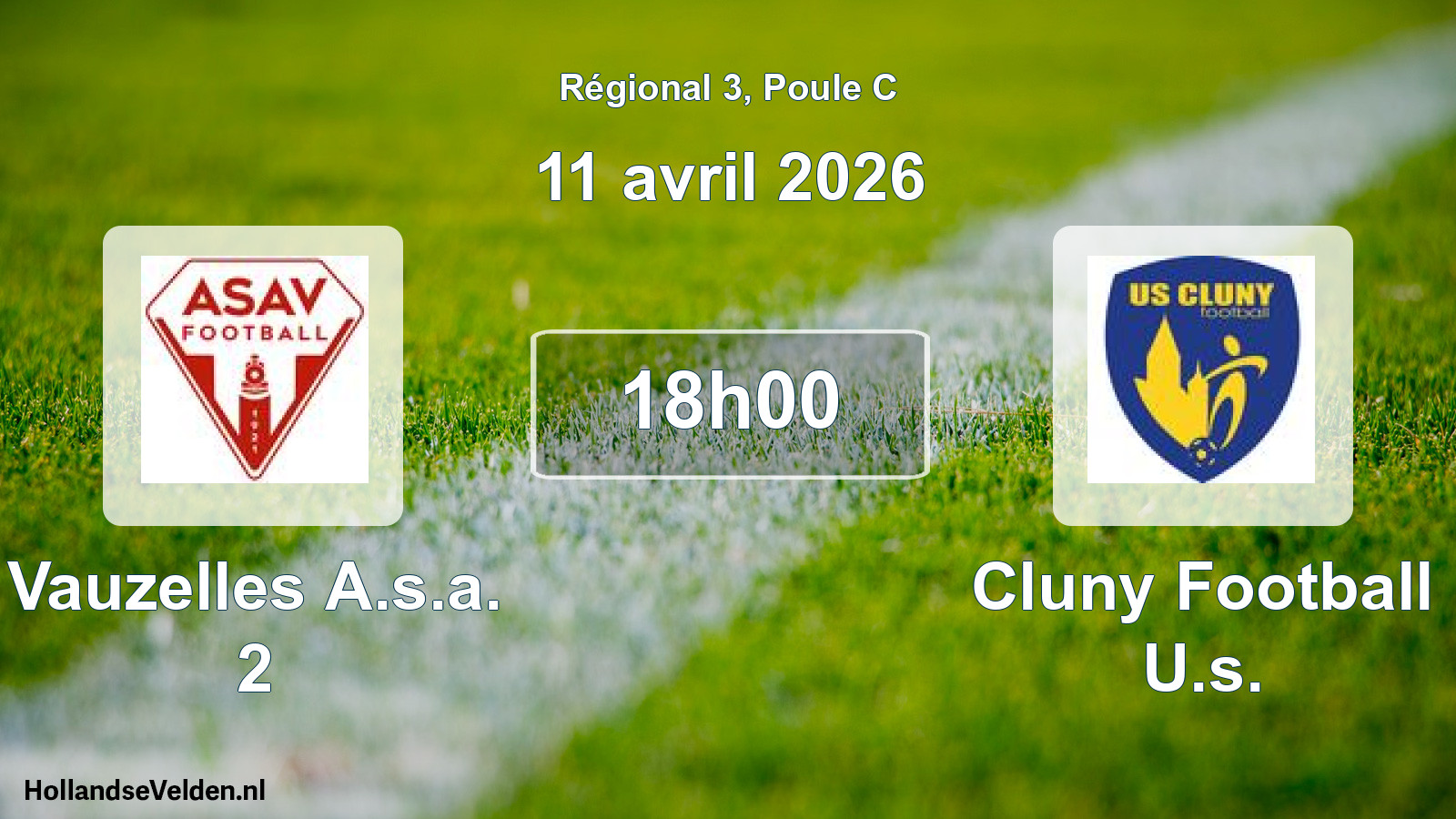 Geplande wedstrijd: Vauzelles A.s.a. 2 - Cluny Football U.s. (11 avril 2026)
