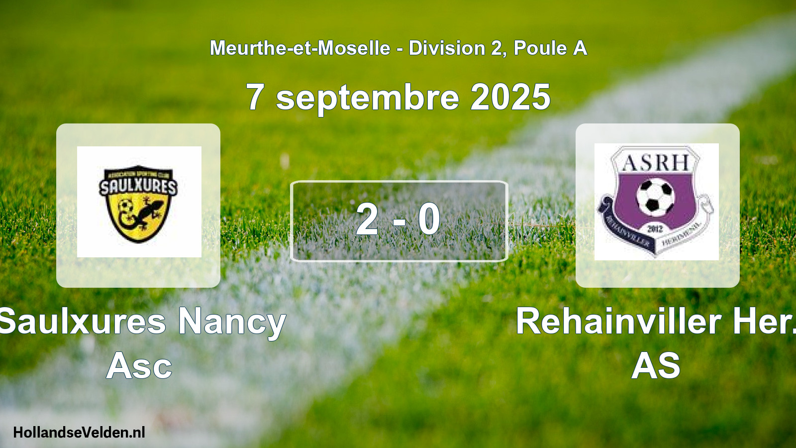 Match joué: Saulxures Nancy Asc - Rehainviller Her. AS 2 - 0 (7 septembre 2025)