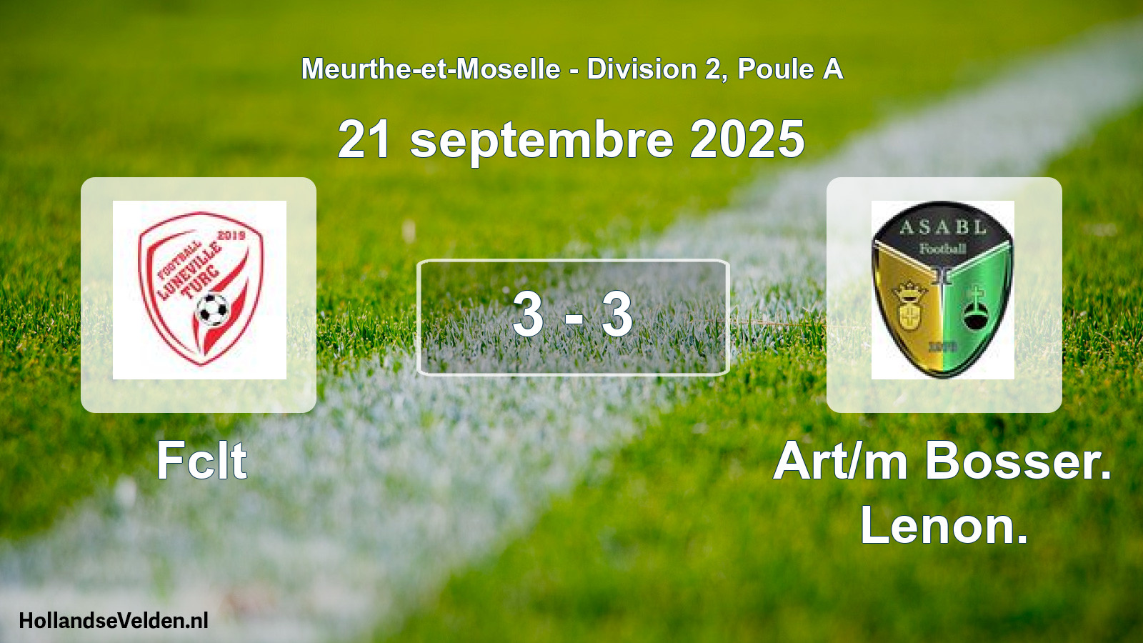 Match joué: Fclt - Art/m Bosser. Lenon. 3 - 3 (21 septembre 2025)