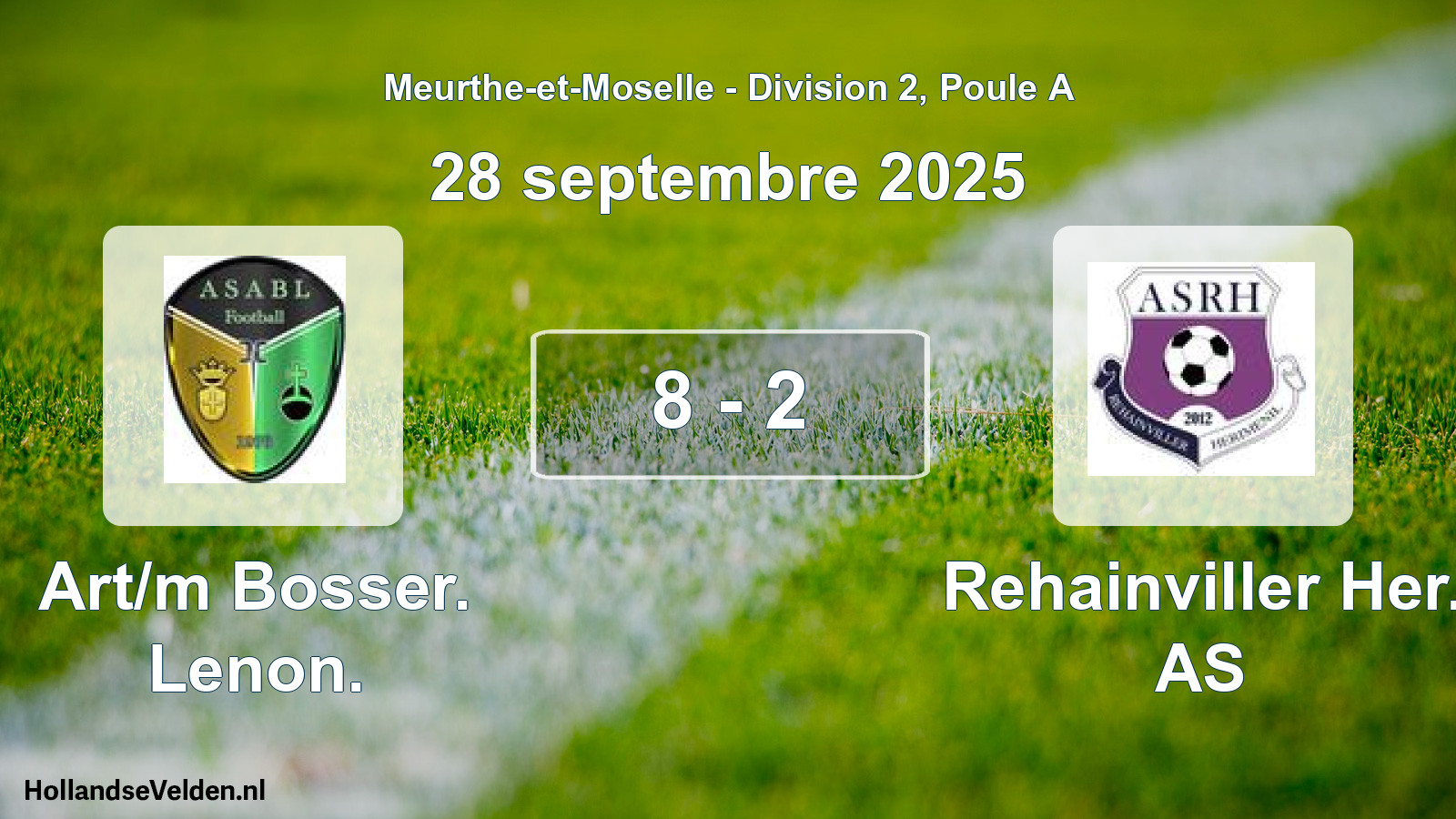 Gespeelde wedstrijd: Art/m Bosser. Lenon. - Rehainviller Her. AS 8 - 2 (28 september 2025)