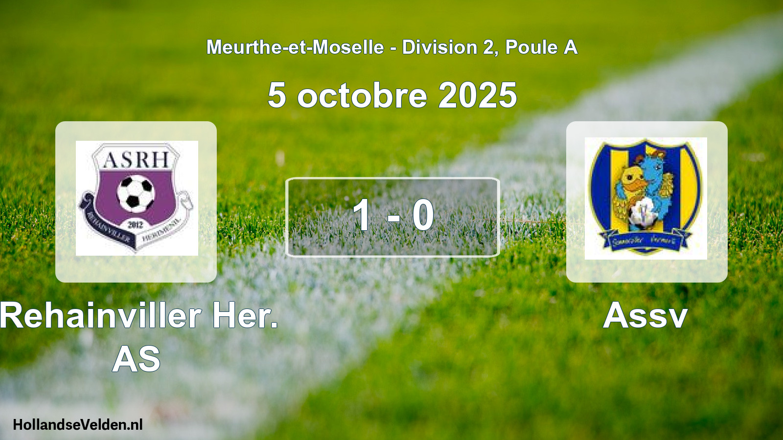 Total number of matches played: Rehainviller Her. AS - Assv 1 - 0 (5 October 2025)