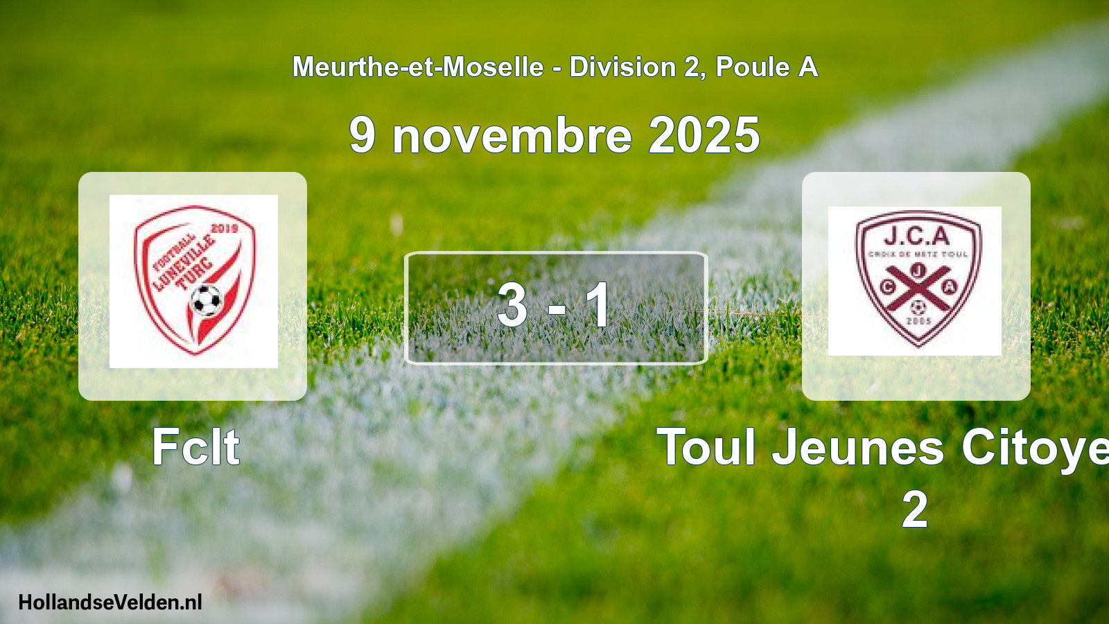 Match joué: Fclt - Toul Jeunes Citoyens 2 3 - 1 (9 novembre 2025)