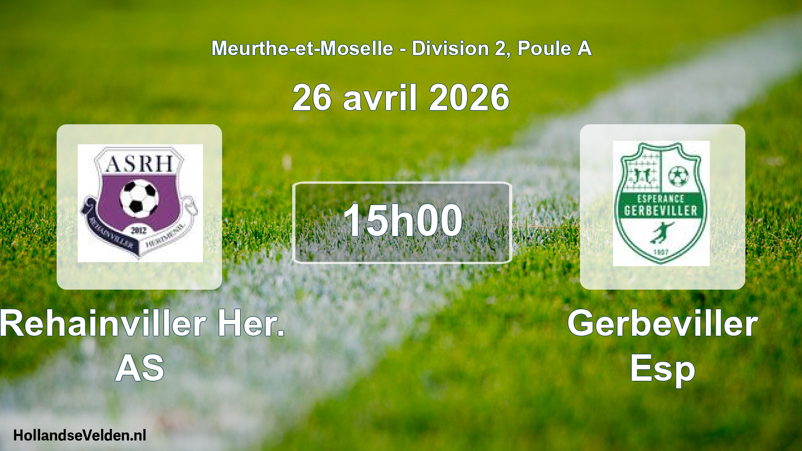 Match programmé: Rehainviller Her. AS - Gerbeviller Esp (26 avril 2026)