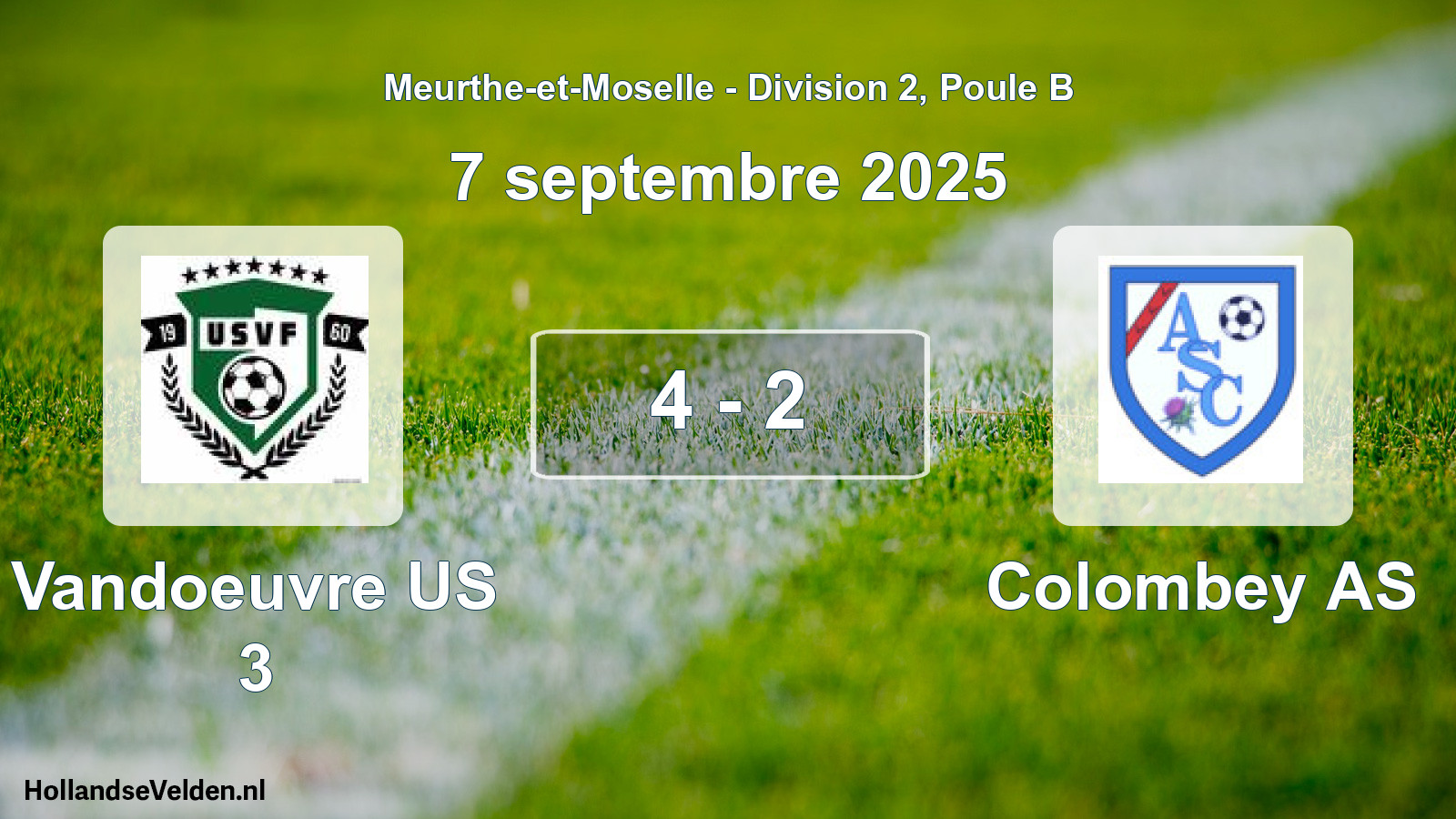 Match joué: Vandoeuvre US 3 - Colombey AS 4 - 2 (7 septembre 2025)