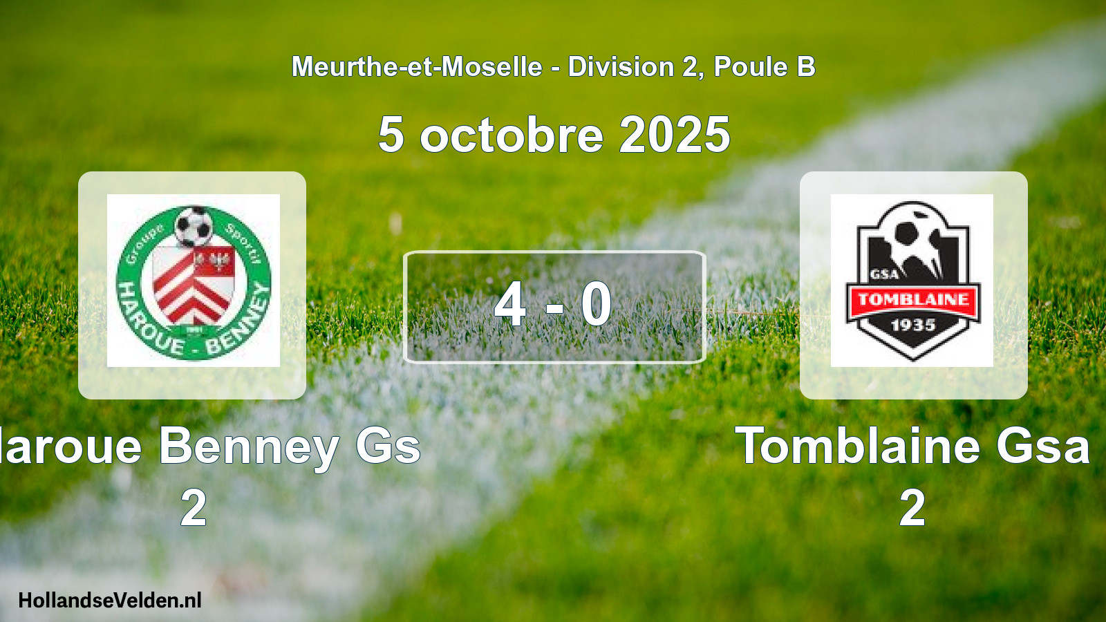 Gespeelde wedstrijd: Haroue Benney Gs 2 - Tomblaine Gsa 2 4 - 0 (5 oktober 2025)
