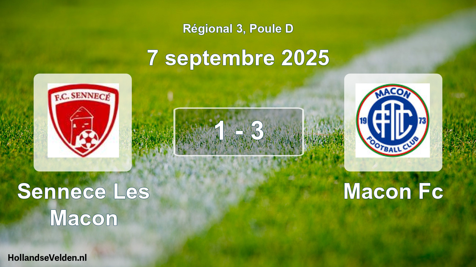 Gespeelde wedstrijd: Sennece Les Macon - Macon Fc 1 - 3 (7 septembre 2025)