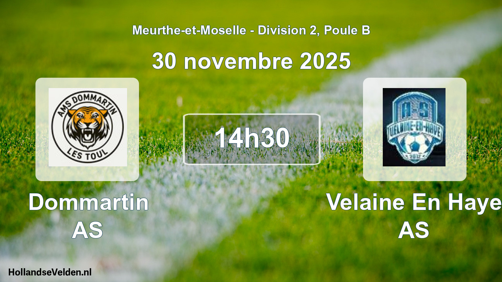 Match programmé: Dommartin AS - Velaine En Haye AS (30 novembre 2025)