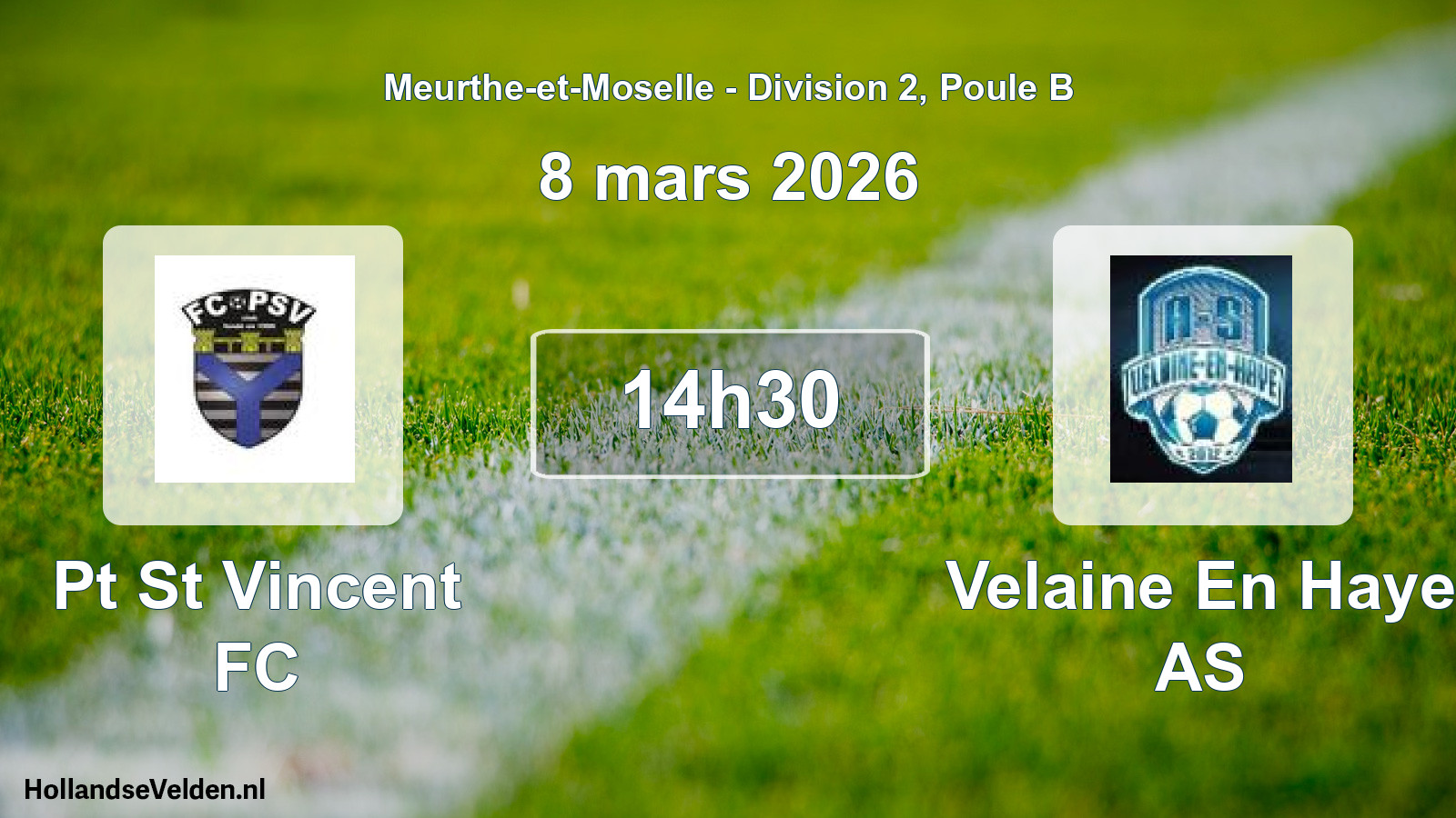 Scheduled Match: Pt St Vincent FC - Velaine En Haye AS (8 March 2026)