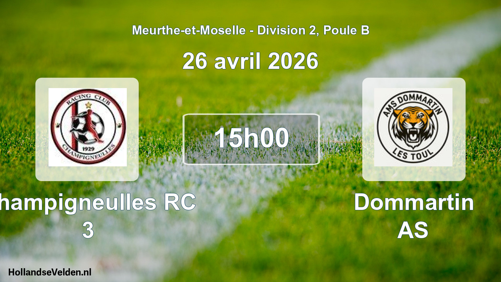 Match programmé: Champigneulles RC 3 - Dommartin AS (26 avril 2026)