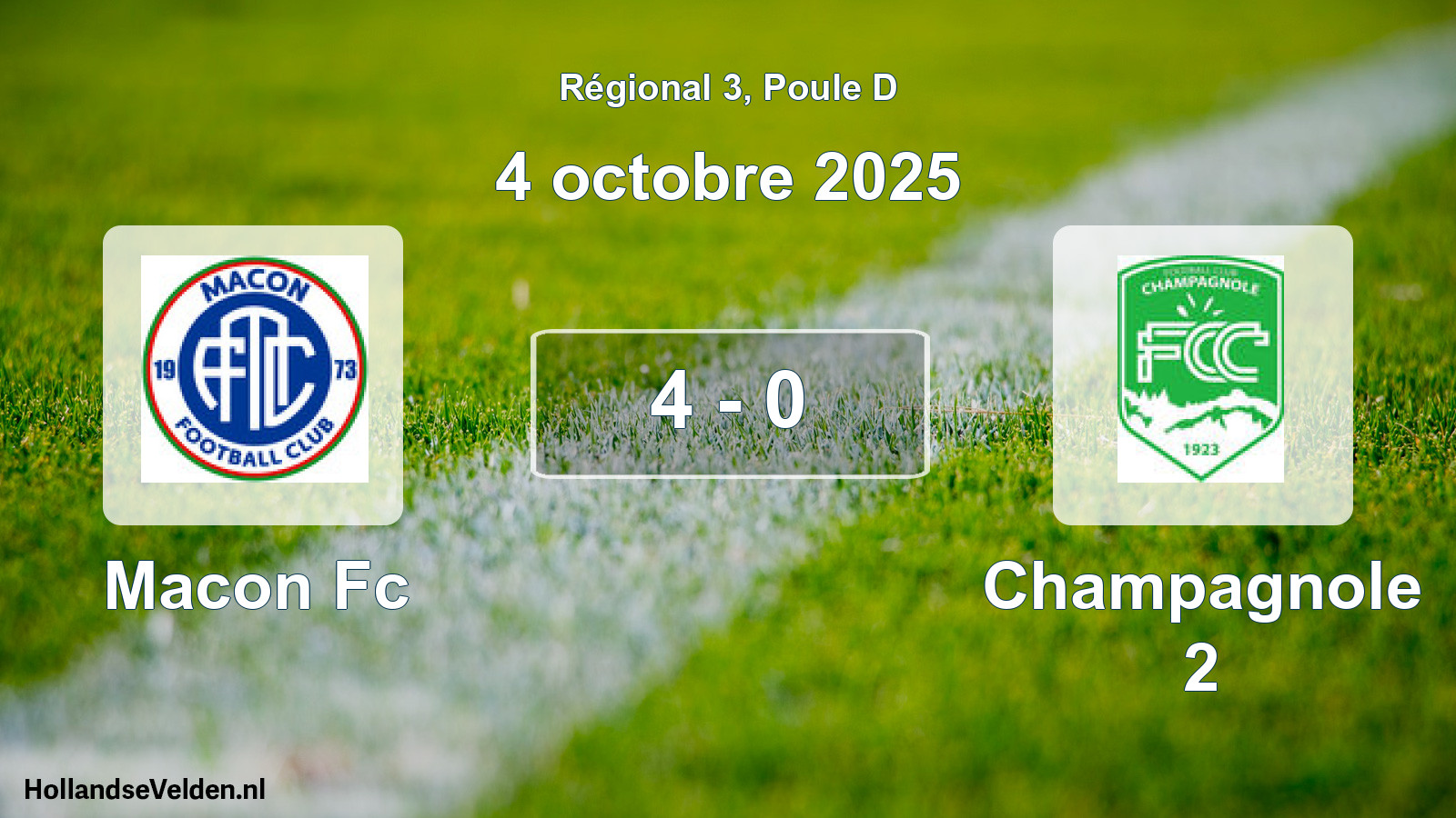 Gespeelde wedstrijd: Macon Fc - Champagnole 2 4 - 0 (4 octobre 2025)