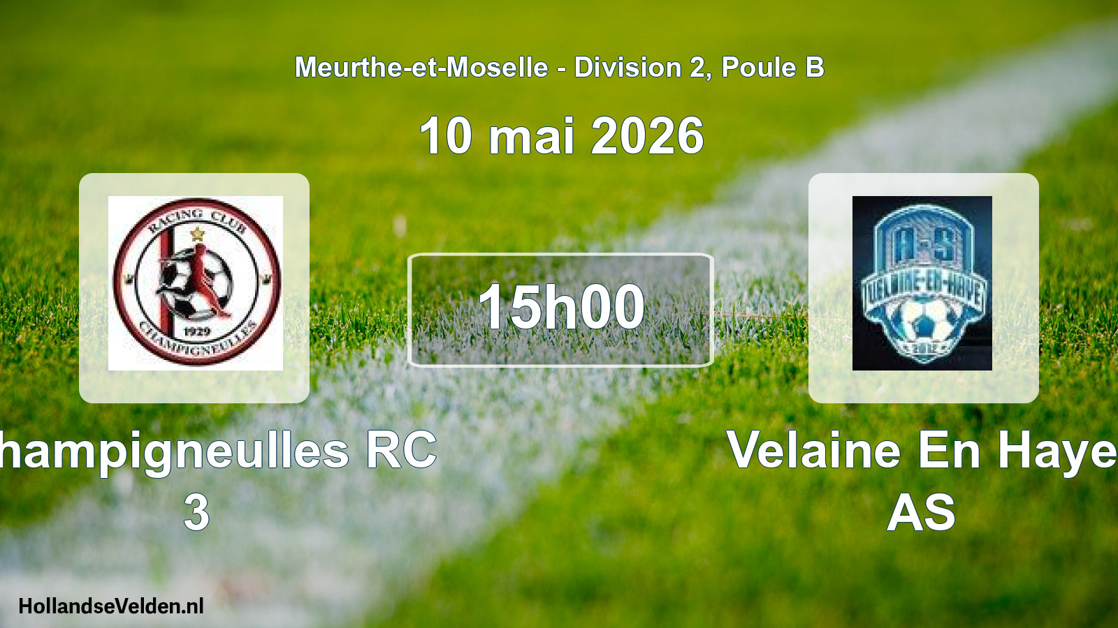 Match programmé: Champigneulles RC 3 - Velaine En Haye AS (10 mai 2026)