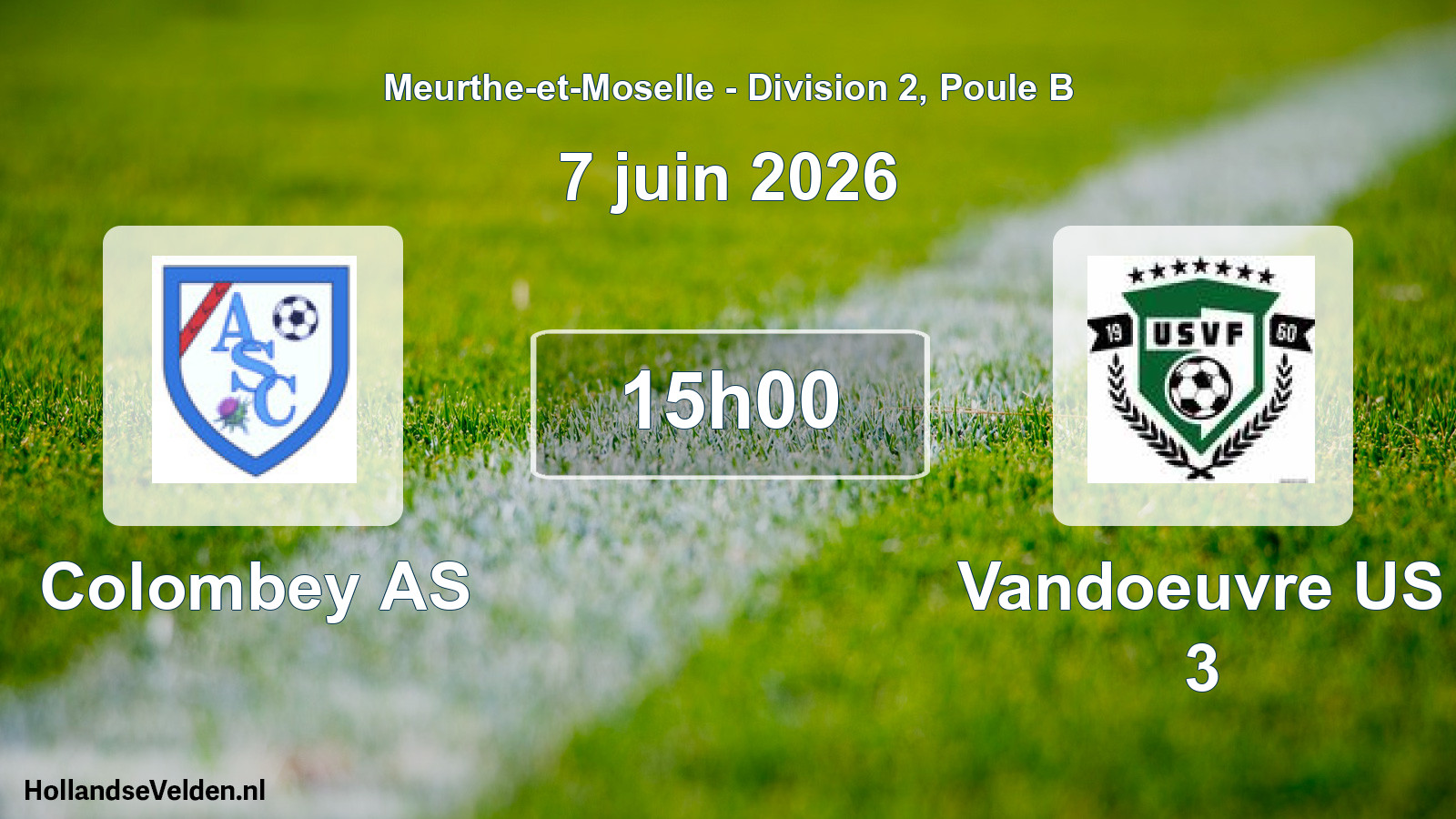 Match programmé: Colombey AS - Vandoeuvre US 3 (7 juin 2026)