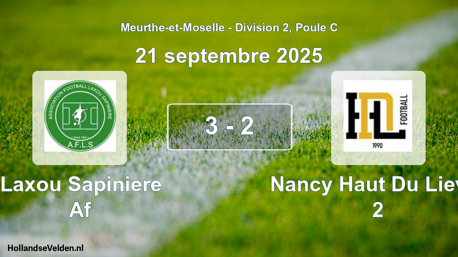Match joué: Laxou Sapiniere Af - Nancy Haut Du Lievre 2 3 - 2 (21 septembre 2025)