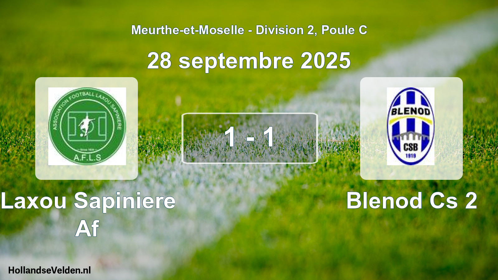 Match joué: Laxou Sapiniere Af - Blenod Cs 2 1 - 1 (28 septembre 2025)
