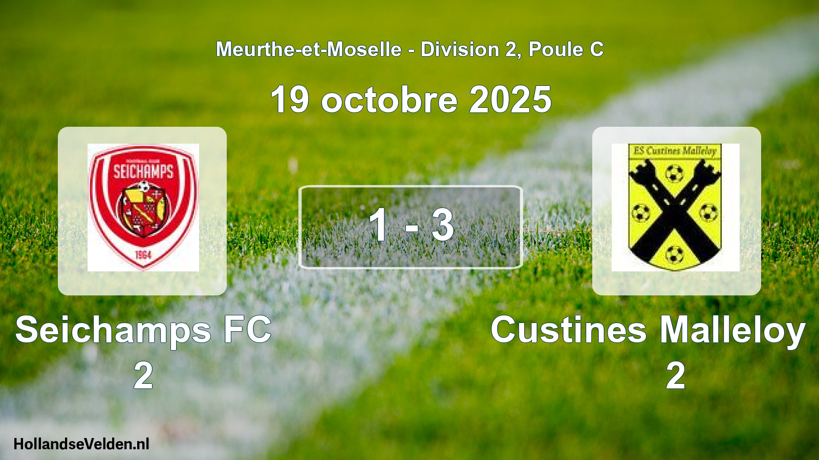 Match joué: Seichamps FC 2 - Custines Malleloy Es 2 1 - 3 (19 octobre 2025)