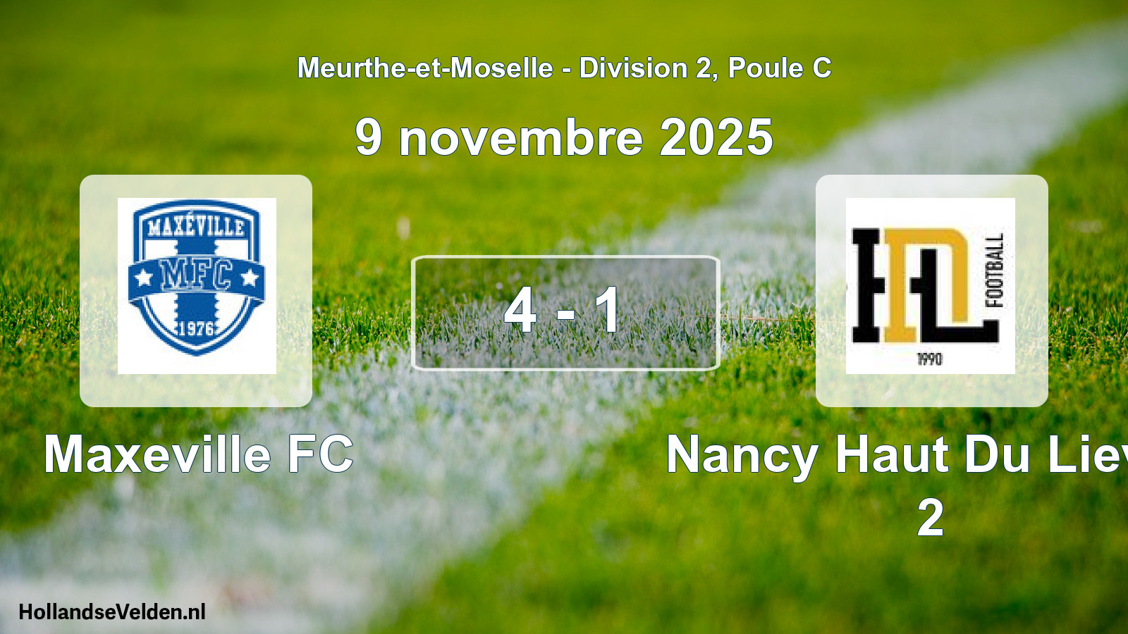 Gespeelde wedstrijd: Maxeville FC - Nancy Haut Du Lievre 2 4 - 1 (9 november 2025)