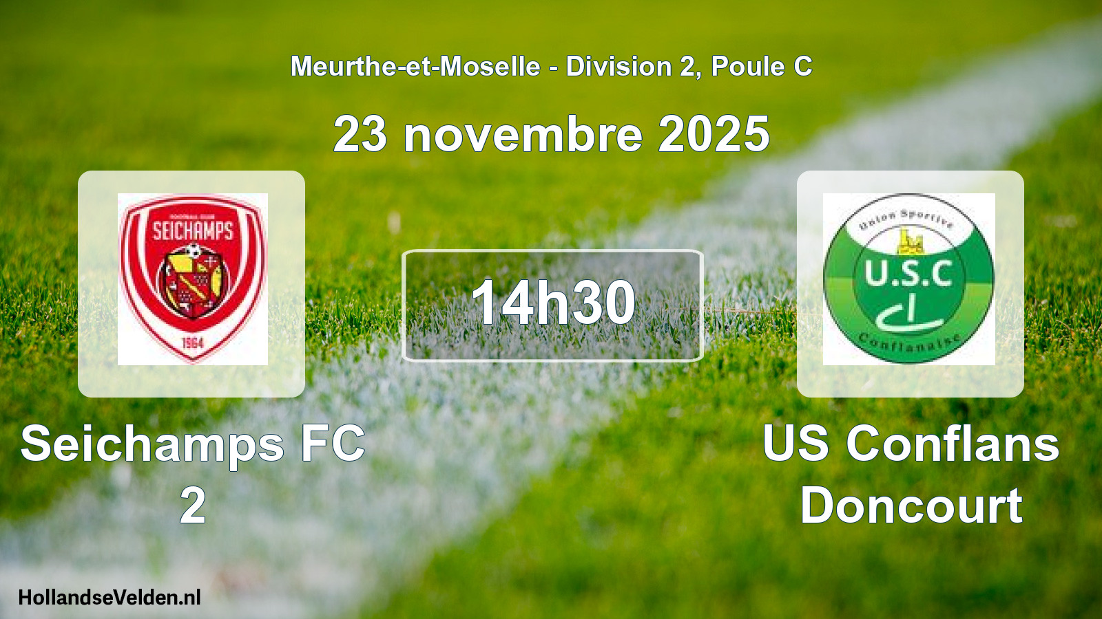 Match programmé: Seichamps FC 2 - US Conflans Doncourt (23 novembre 2025)