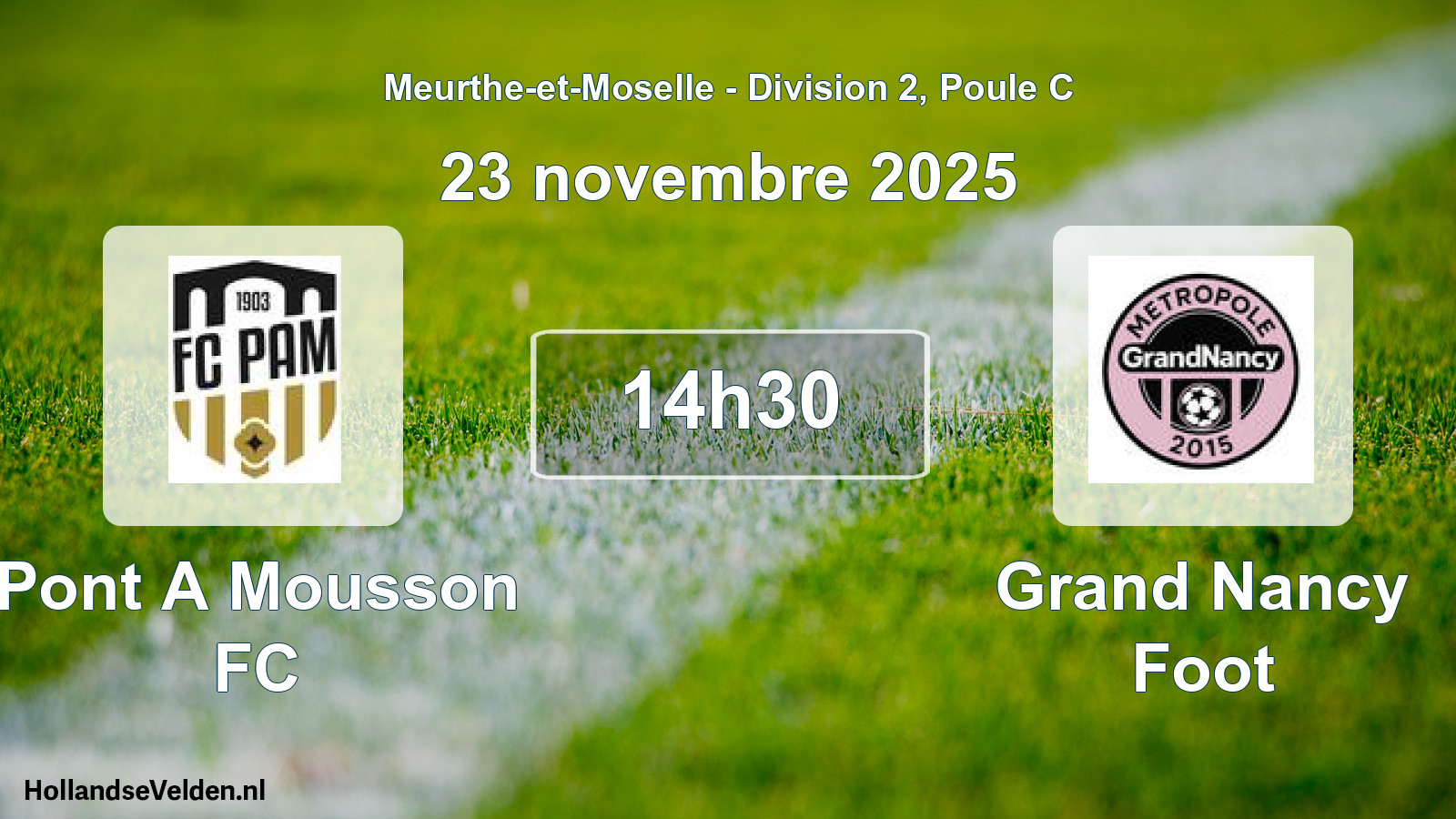 Match programmé: Pont A Mousson FC - Grand Nancy Foot (23 novembre 2025)