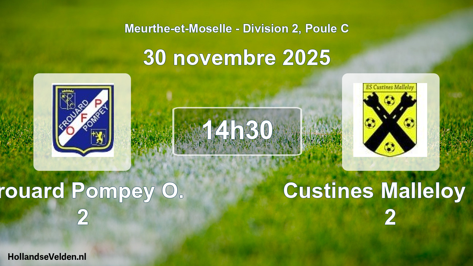 Geplande wedstrijd: Frouard Pompey O. 2 - Custines Malleloy Es 2 (30 november 2025)