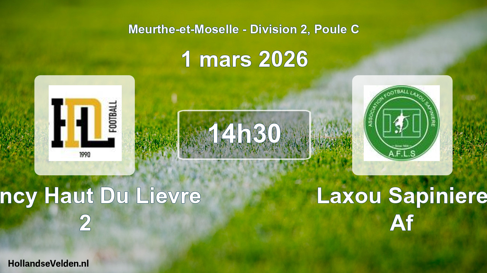 Match programmé: Nancy Haut Du Lievre 2 - Laxou Sapiniere Af (1 mars 2026)
