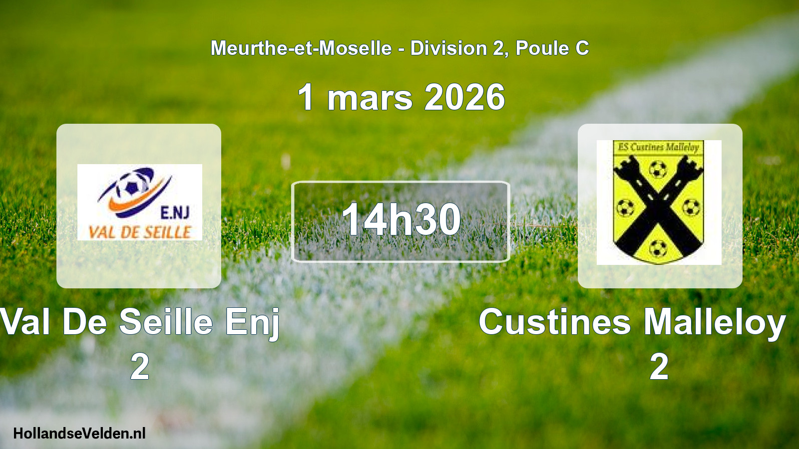 Match programmé: Val De Seille Enj 2 - Custines Malleloy Es 2 (1 mars 2026)
