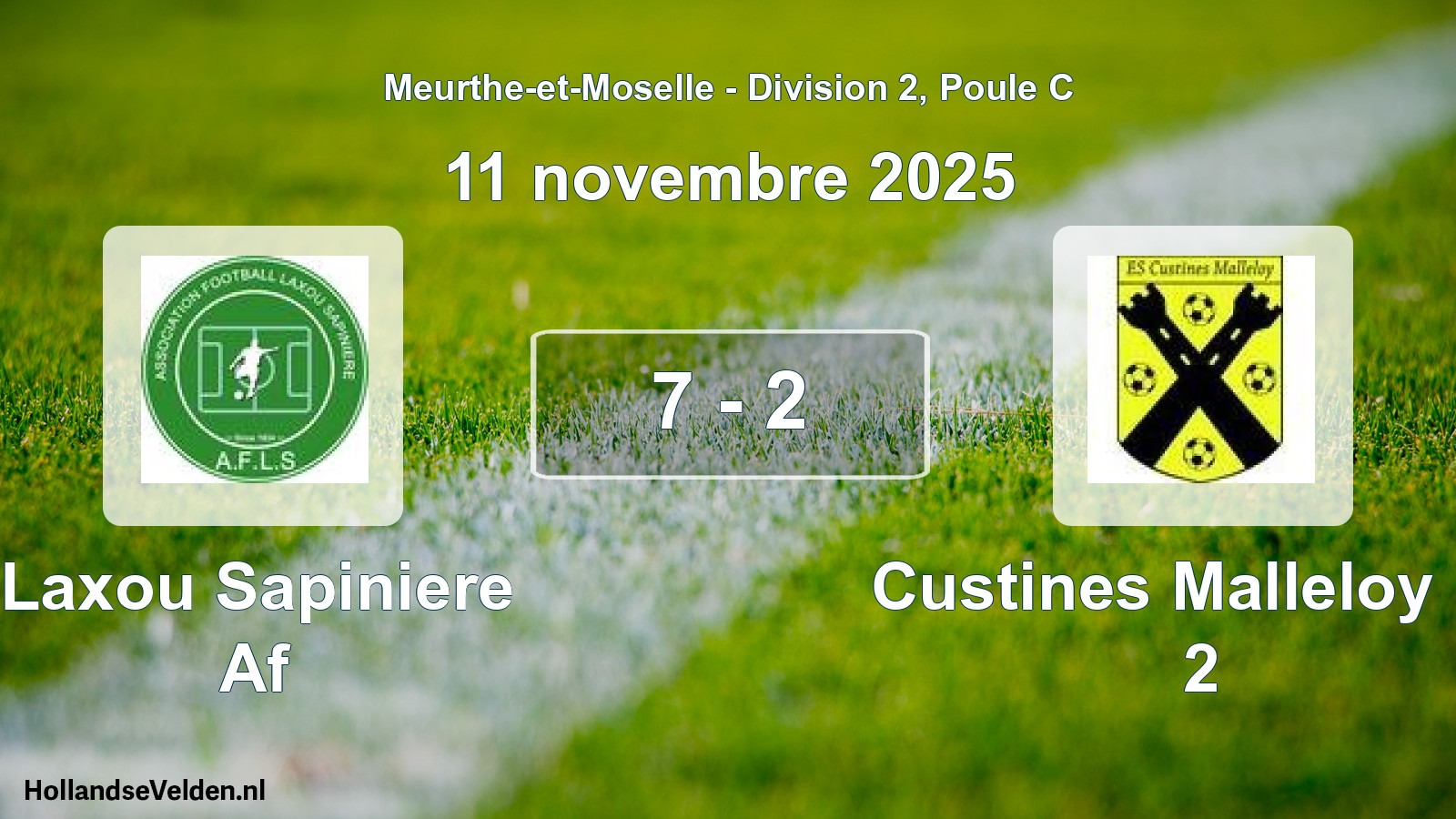 Total number of matches played: Laxou Sapiniere Af - Custines Malleloy Es 2 7 - 2 (11 November 2025)