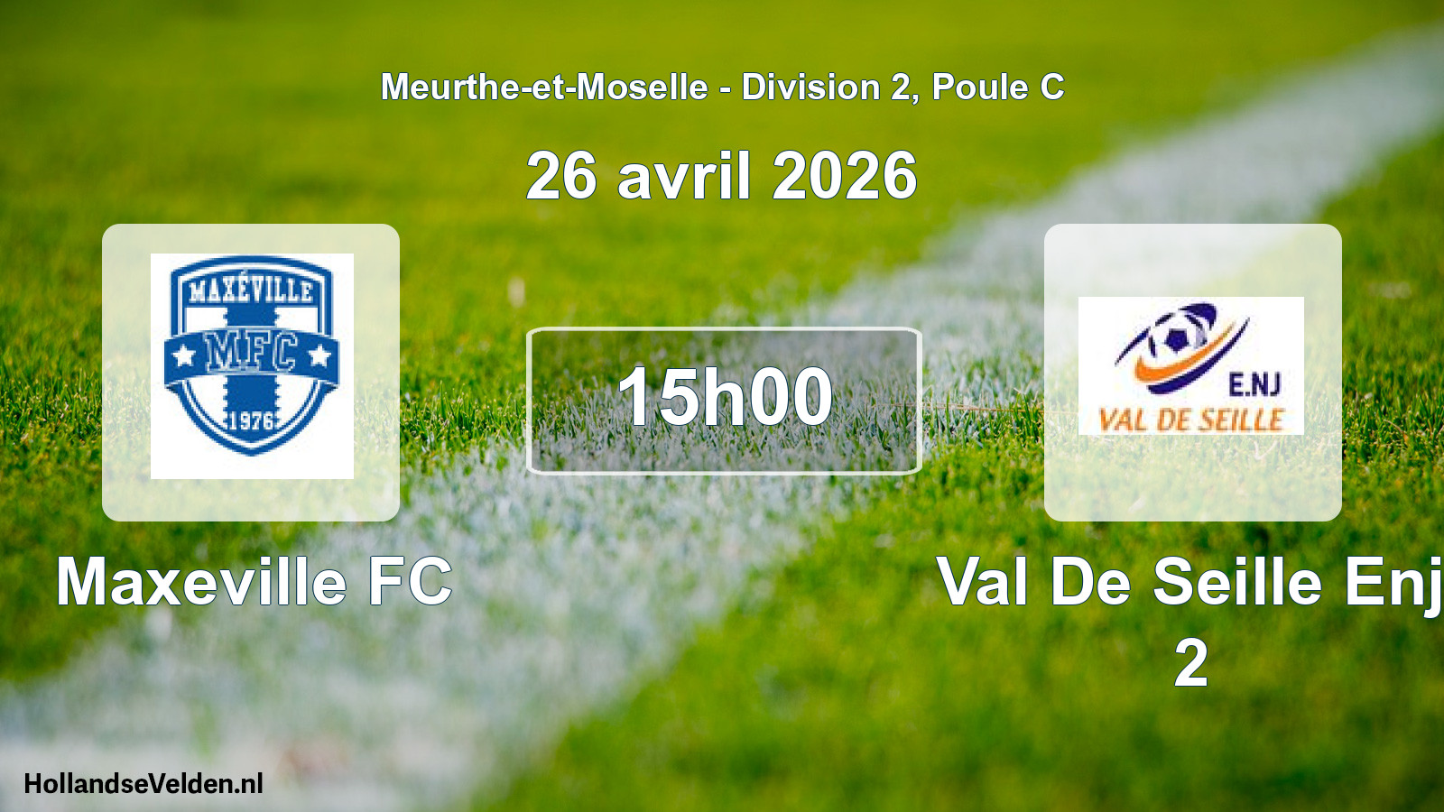 Match programmé: Maxeville FC - Val De Seille Enj 2 (26 avril 2026)