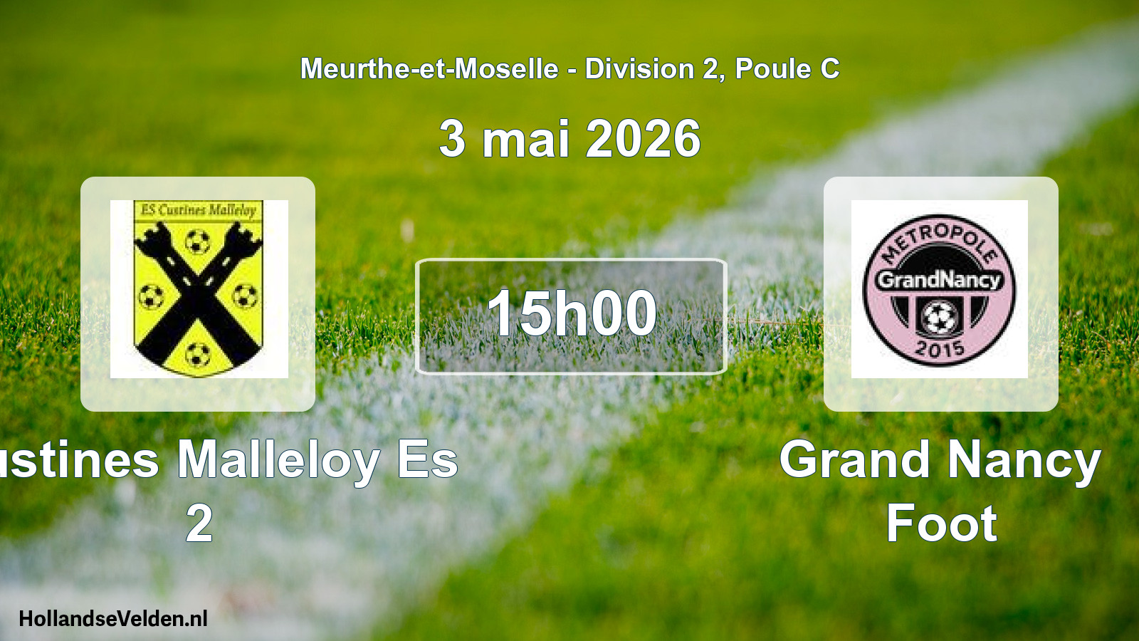 Match programmé: Custines Malleloy Es 2 - Grand Nancy Foot (3 mai 2026)