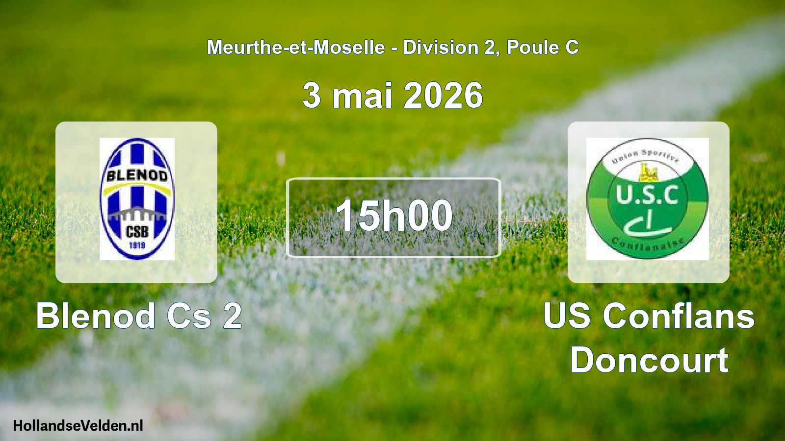 Match programmé: Blenod Cs 2 - US Conflans Doncourt (3 mai 2026)