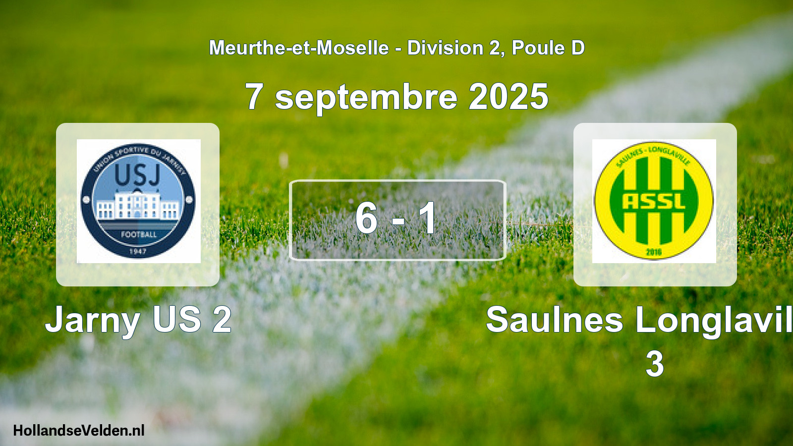 Match joué: Jarny US 2 - Saulnes Longlaville 3 6 - 1 (7 septembre 2025)