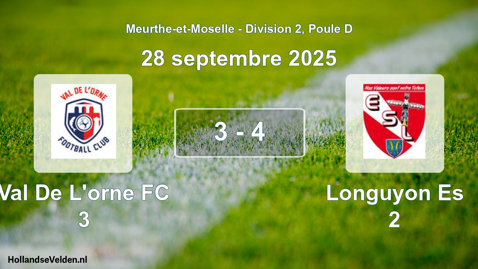 Gespeelde wedstrijd: Val De L'orne FC 3 - Longuyon Es 2 3 - 4 (28 september 2025)
