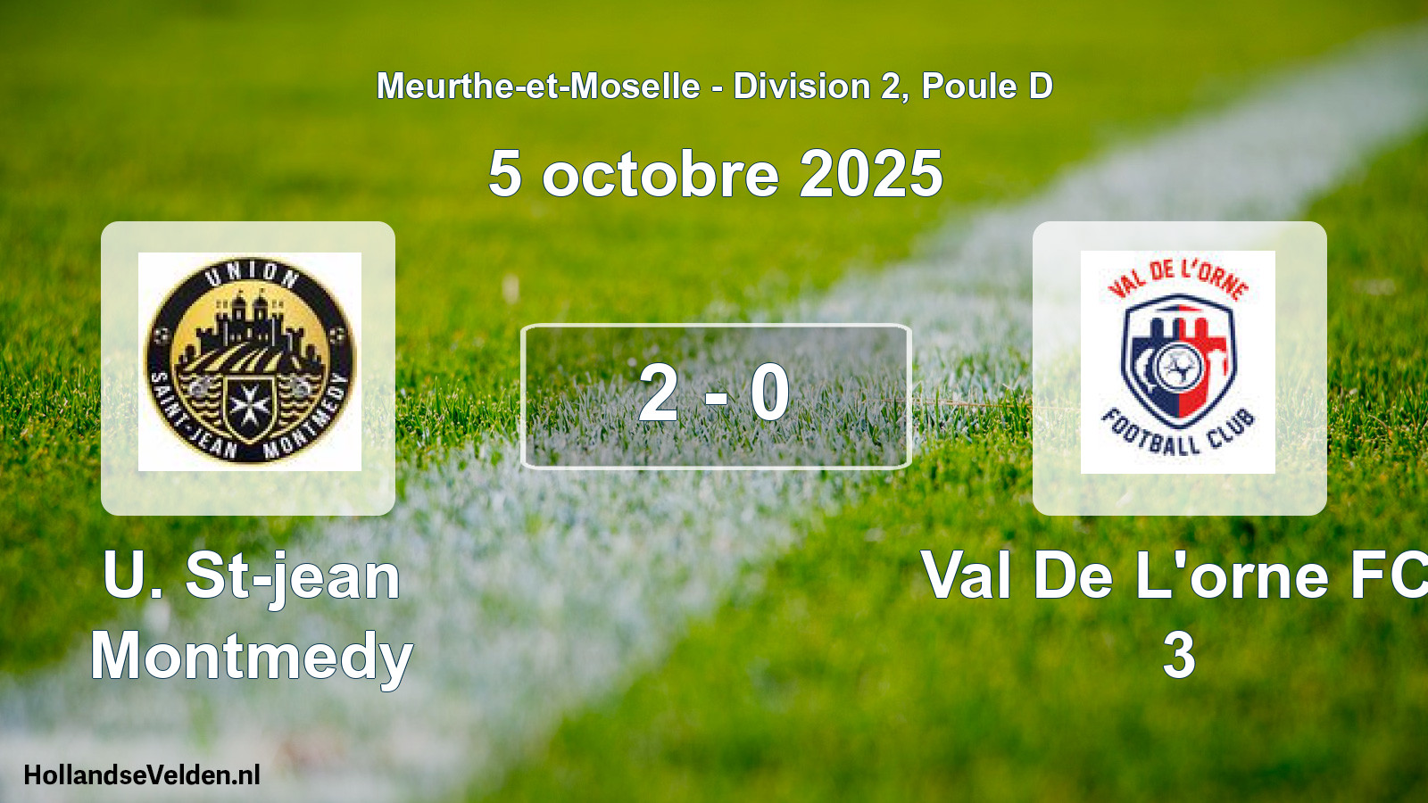 Match joué: U. St-jean Montmedy - Val De L'orne FC 3 2 - 0 (5 octobre 2025)