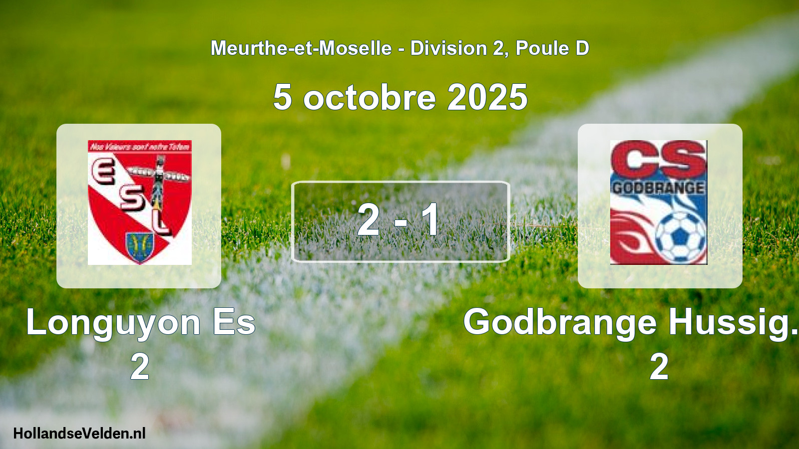Match joué: Longuyon Es 2 - Godbrange Hussig. Cs 2 2 - 1 (5 octobre 2025)