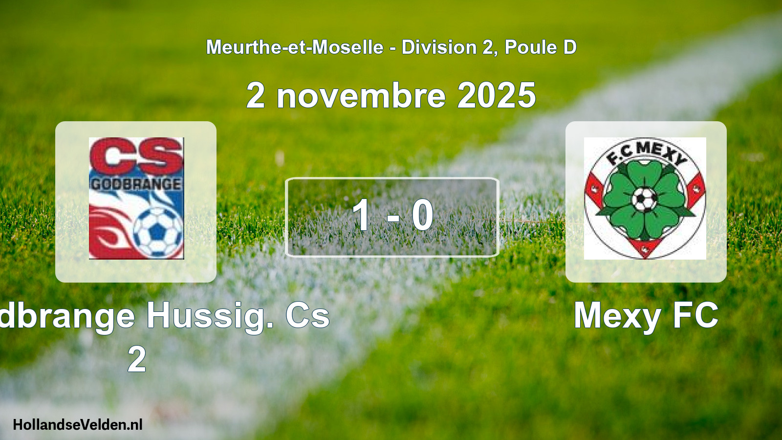 Gespeelde wedstrijd: Godbrange Hussig. Cs 2 - Mexy FC 1 - 0 (2 november 2025)