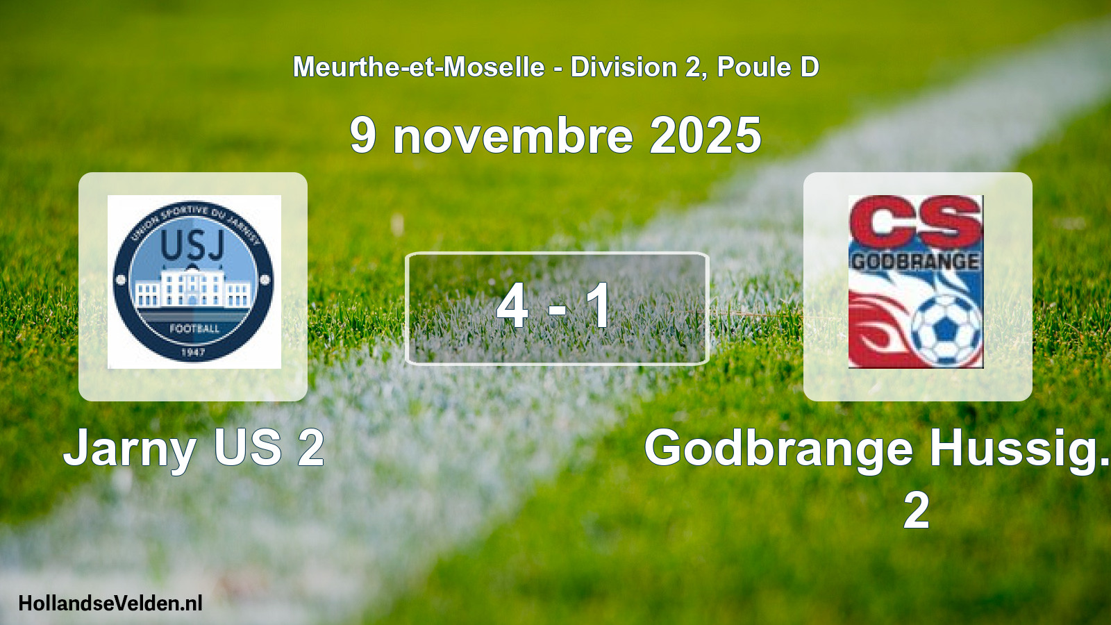 Gespeelde wedstrijd: Jarny US 2 - Godbrange Hussig. Cs 2 4 - 1 (9 november 2025)