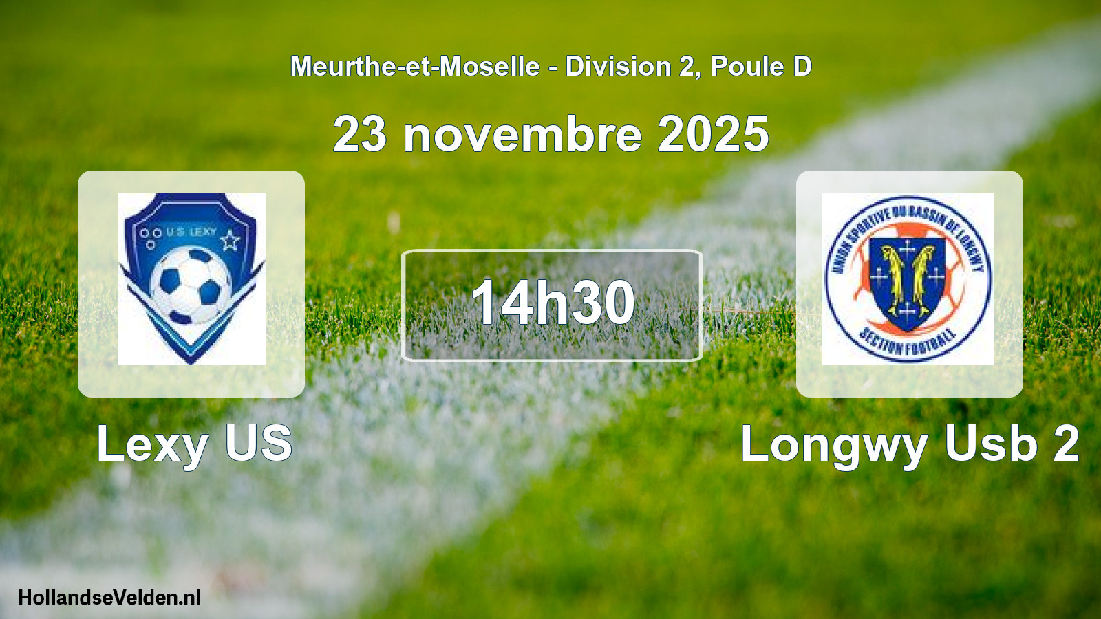 Match programmé: Lexy US - Longwy Usb 2 (23 novembre 2025)
