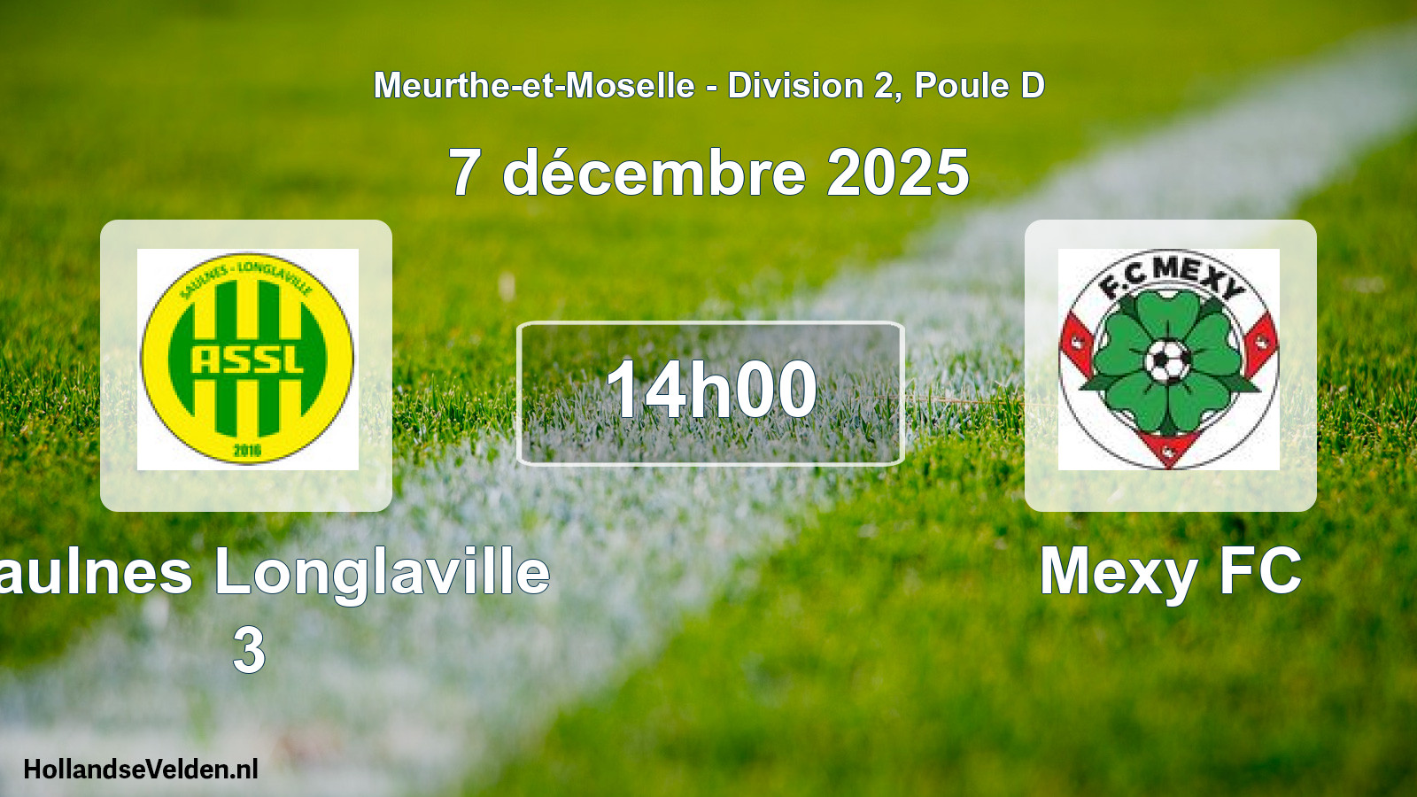 Match programmé: Saulnes Longlaville 3 - Mexy FC (7 décembre 2025)