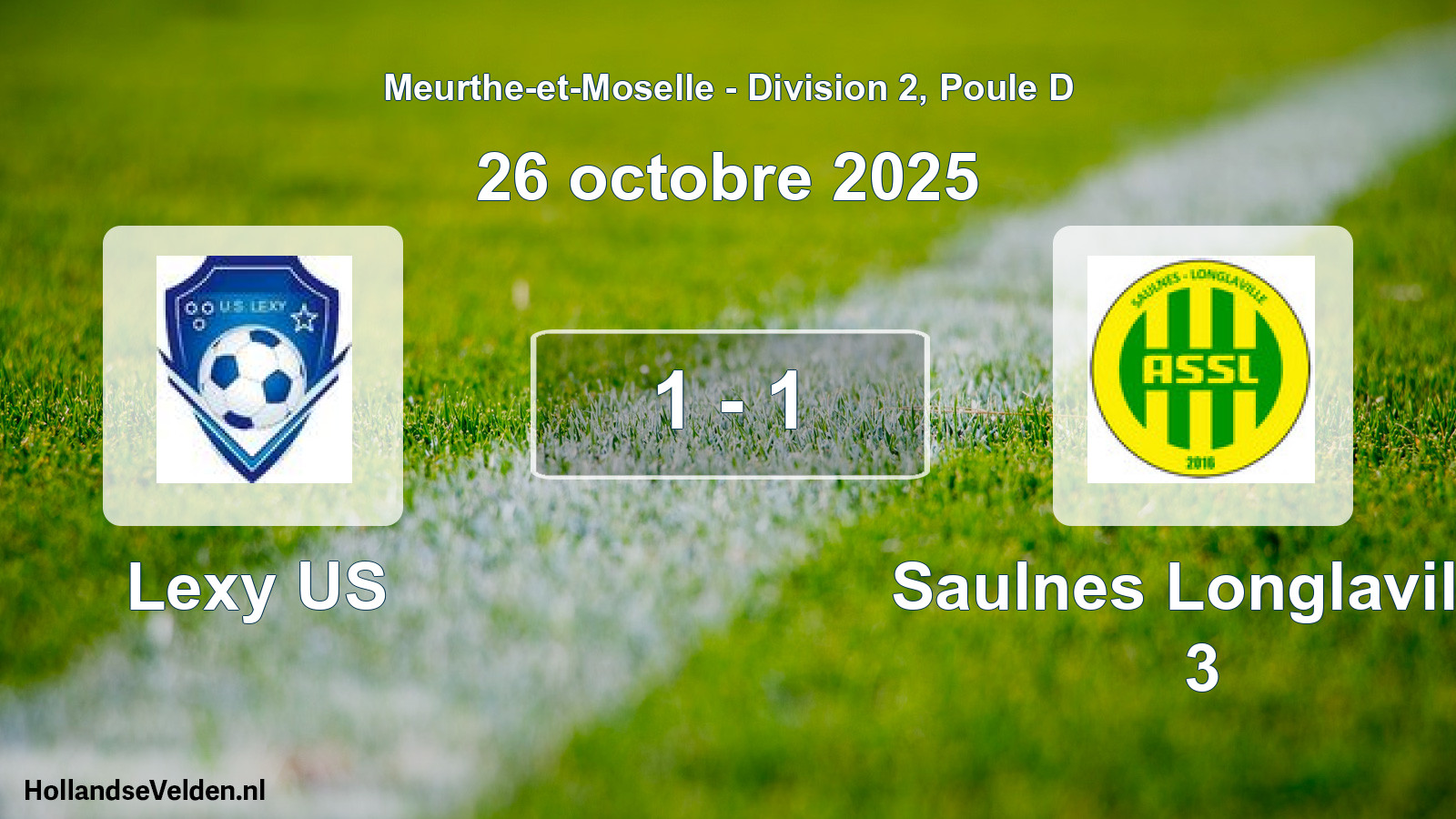 Match joué: Lexy US - Saulnes Longlaville 3 1 - 1 (26 octobre 2025)