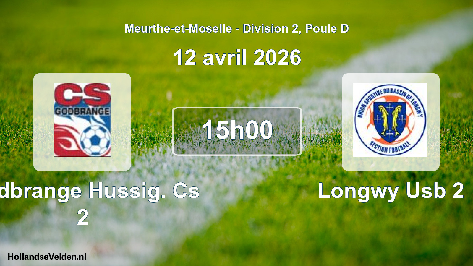 Geplande wedstrijd: Godbrange Hussig. Cs 2 - Longwy Usb 2 (12 april 2026)