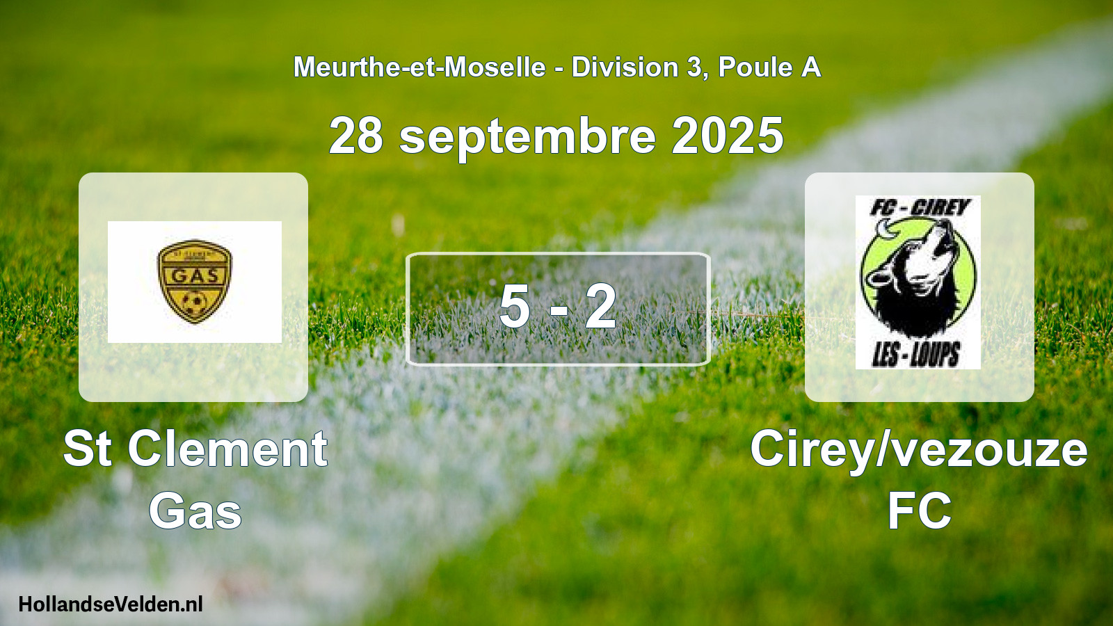 Match joué: St Clement Gas - Cirey/vezouze FC 5 - 2 (28 septembre 2025)